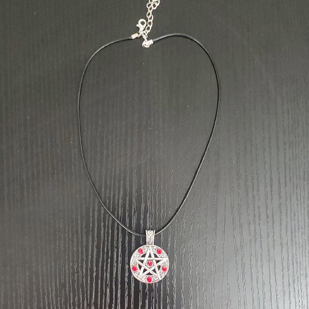 Supernatural Silver and Red Star Pendant Necklace